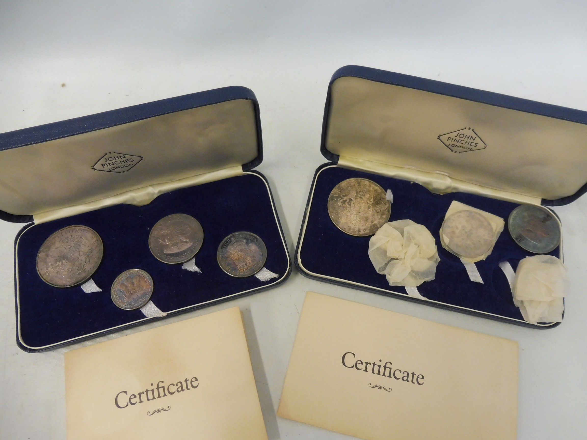 Two cased sets of Britannia silver, each containing four Chester Investiture 1969 coins. - Bild 2 aus 2