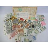 A good selection of £1 notes, some consecutive numbers, an Isle of Man 50p note etc. plus various