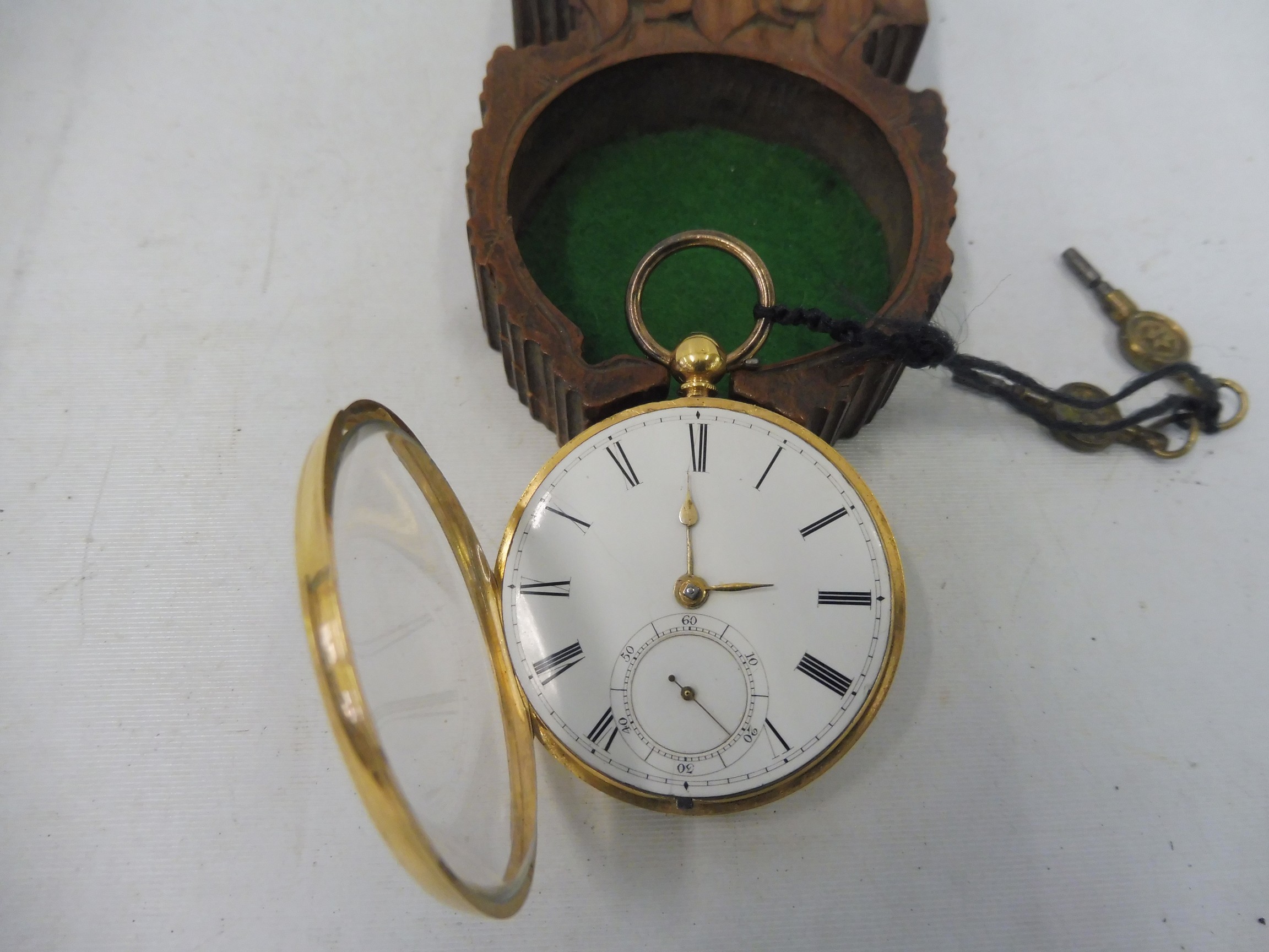 An 18ct gold pocket watch with secondary dial, overall weight approx. 78.9g, set within a - Image 2 of 5