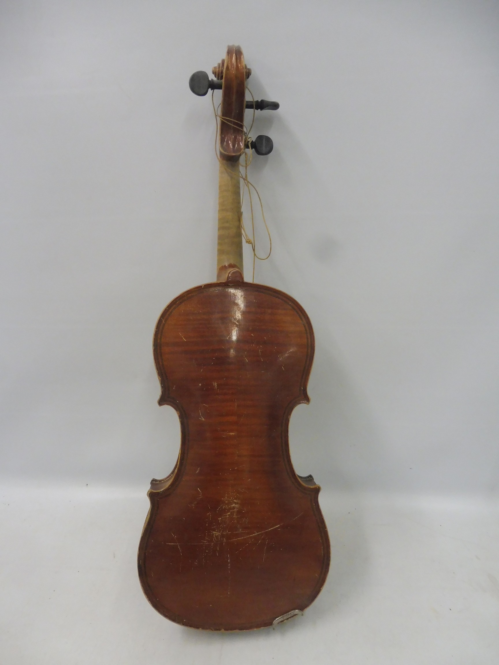 A cased old violin and bow for restoration. - Image 7 of 12