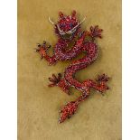 A Butler & Wilson laughing dragon crystal brooch, h 13cm, w 8.5cm brand new shop clearance stock.