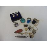 A small selection of silver and other jewellery including Edwardian brooches, a marcasite inset ring