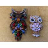 Two Butler & Wilson brooches - a multi colour crystal owl, h 8cm, w 4.5cm RRP £48 and a crystal &