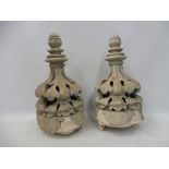 An unusual pair of well carved plaster architectural finials.