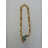An 18ct gold articulated snake bracelet inset with turquoise, approx. 10.4g.