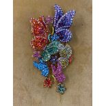 A Butler & Wilson Whimsical Oversized Rainbow Crystal Pave butterfly crystal brooch, h 12cm, w 6cm