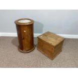 A Victorian circular Pot Cupboard, with marble top, 38cm diameter x 68cm H, together with a small