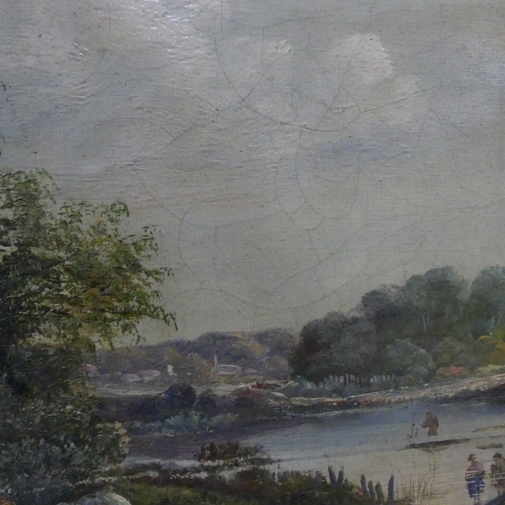 After Patrick Nasmyth (1787-1831), River landscape with cattle and cottages, oil on canvas, bears - Image 4 of 6
