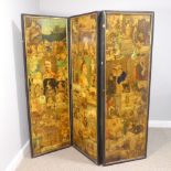 A Victorian three-fold Scrap Screen, W 177cm x H 178cm.