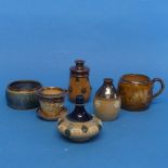 A small quantity of miniature Royal Doulton Wares, to include a squat Vase, Jardiniere, Bottle Vase,