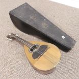 A 19thC Italian rosewood Mandolin, inlaid with Mother-of-Pearl decoration, labelled A Salvino &