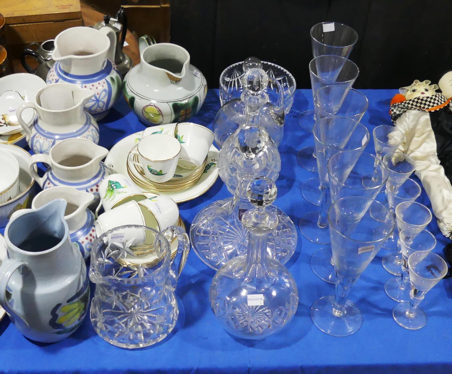 A quantity of Buchan Jugs, of varying sizes together with a 'Lily of Valley' Tea Set, six place