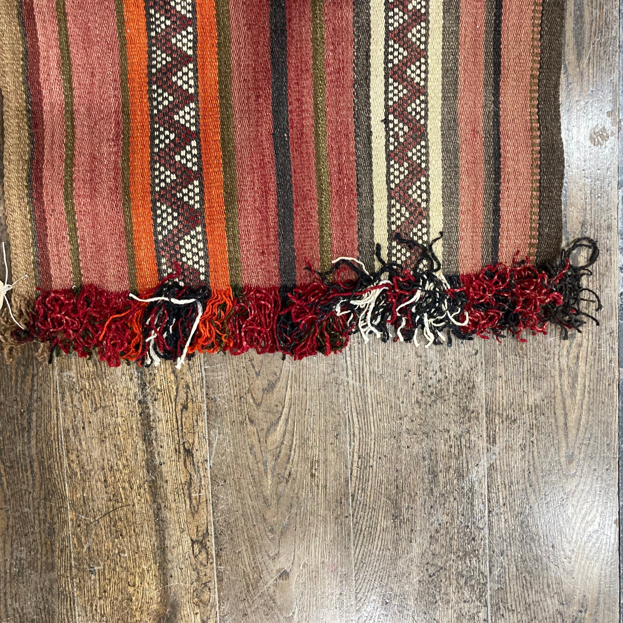 Tribal Rugs: an old Kilim Runner, 100% wool, woven with stripes in subtle colours - plum, dusky red, - Image 4 of 4