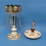 A Continental porcelain Centrepiece, with figural statuette, broken and repaired, together with a
