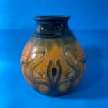 A Belgium Studio Pottery Vase, in yellow and green, with incised decoration, 20cm high.