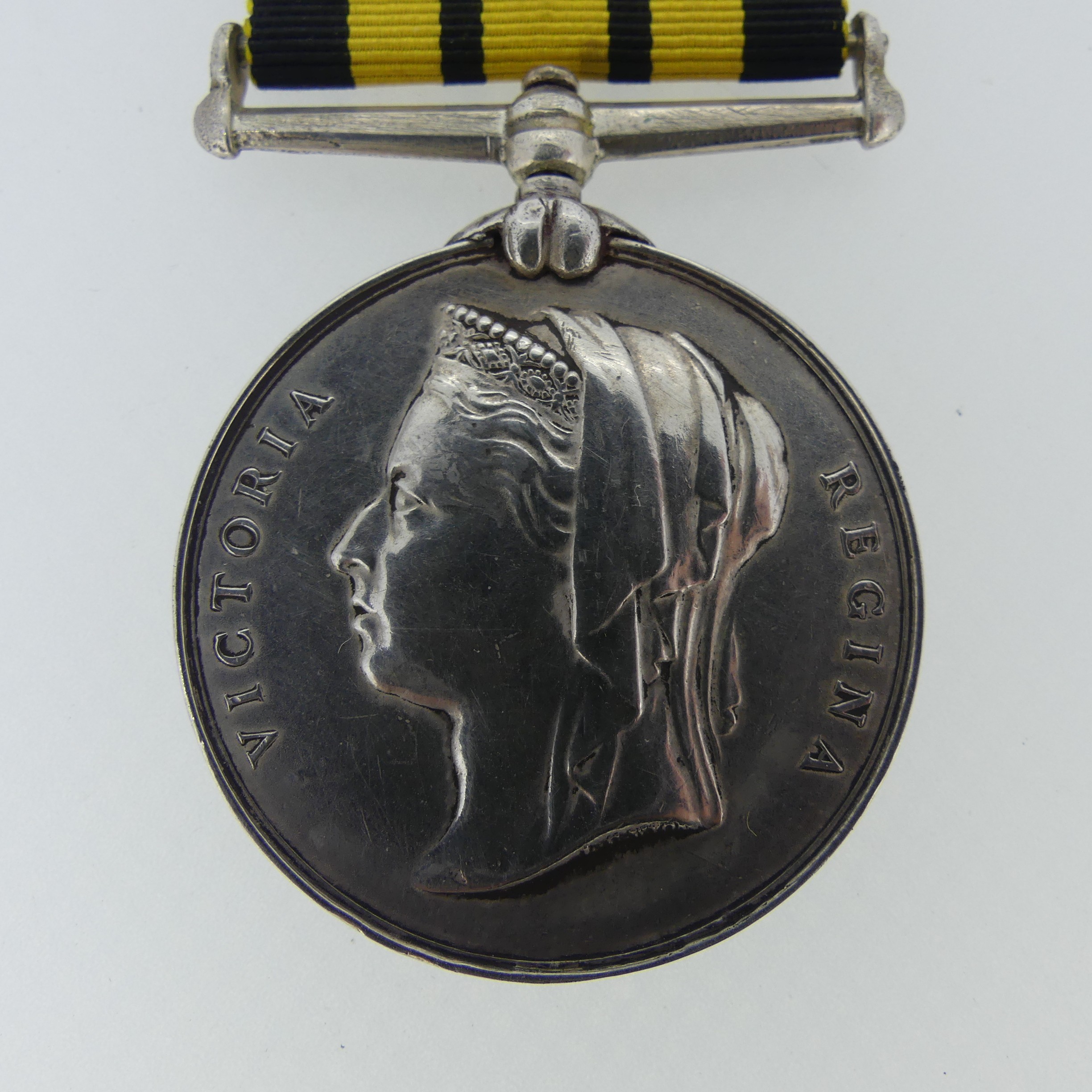 Ashantee Medal 1874; Barbet (Barber?) 1st W.I Regiment, Note; Attempted erasure of naming but most - Image 4 of 6