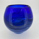 A contemporary Studio Glass Bowl, blown to resemble a sea waves, signed indistinctly, 14cm tall.