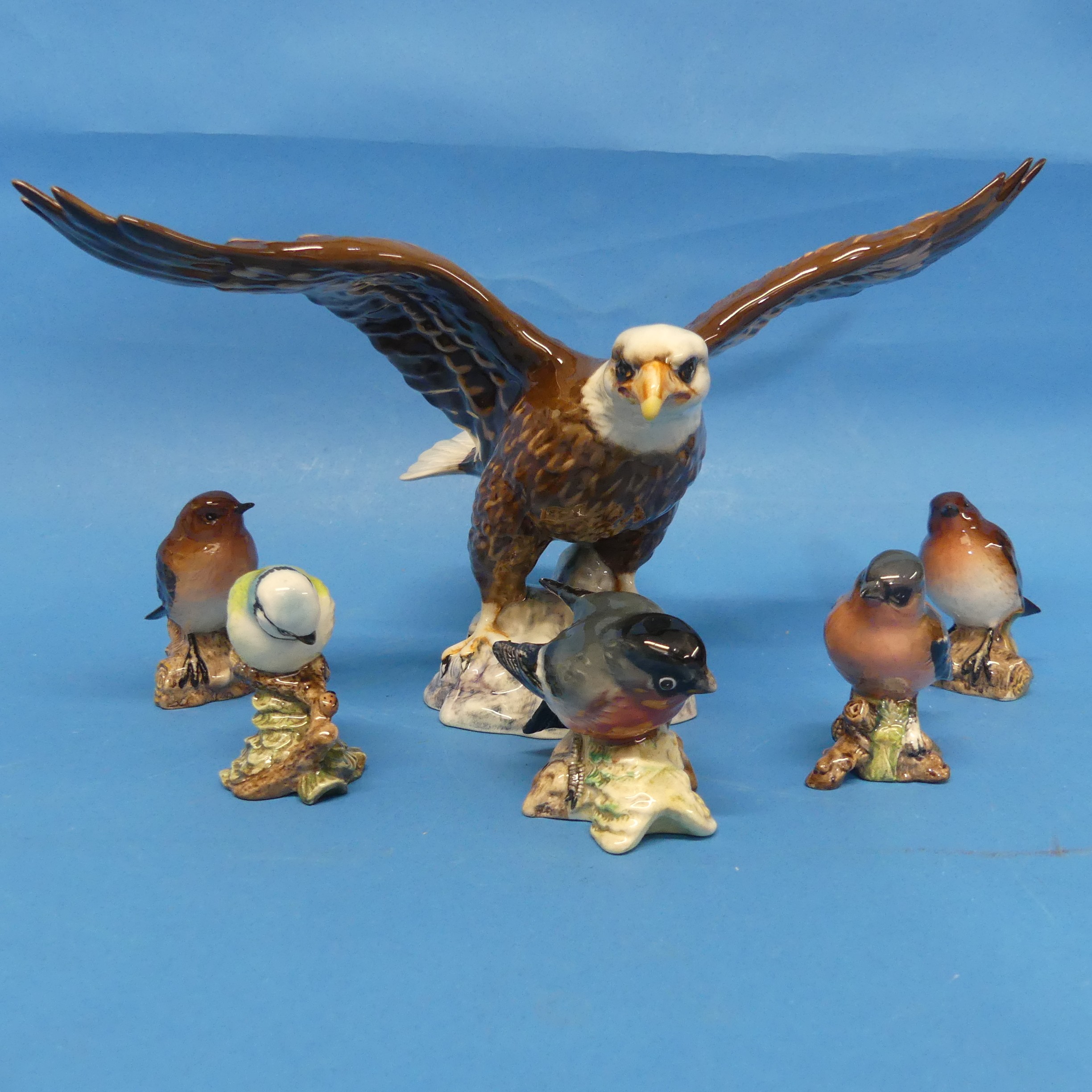 A small quantity of Beswick Birds, to include Blue Tit, Robin, Robin, Bullfinch, Chaffinch, all