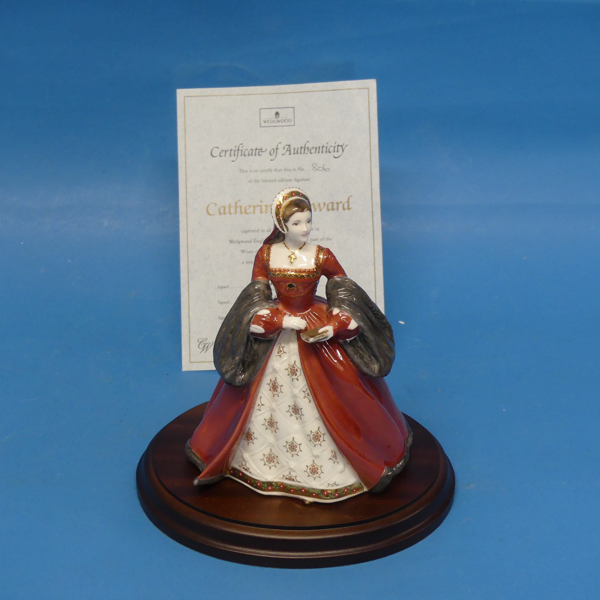 A Wedgwood limited edition 'Catherine Howard' Figure, (806/7500) with plinth and Certificate of