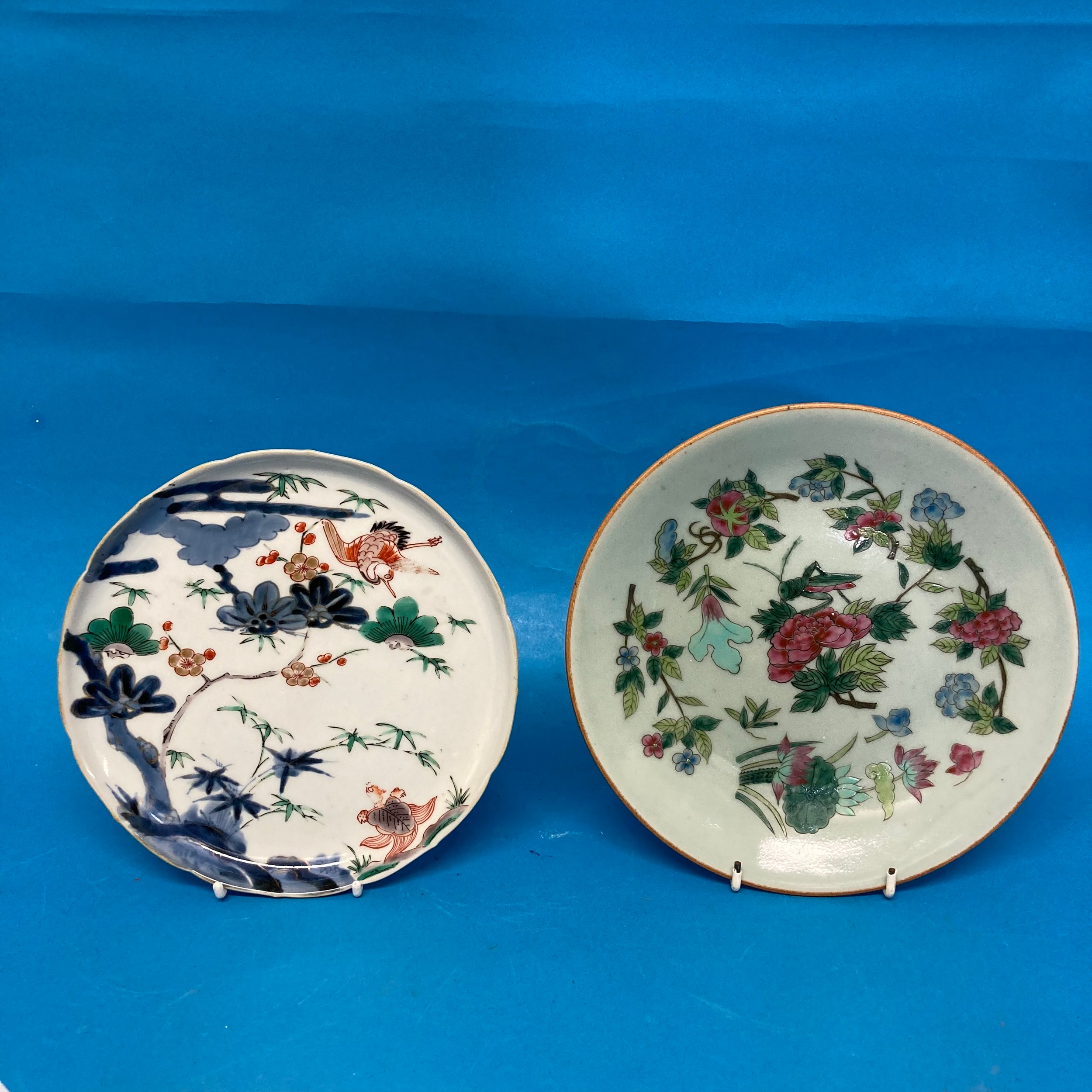 A 19thC oriental porcelain Plate, decorated in depictions of prunus branches, cranes, turtles,