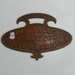 Four early 20thC cast iron and brass Plaques: a 'Bentall's Safety Lever & Cover', safe plaque, H