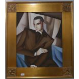 After Tamara de Lempicka, Portrait of a Man, Oil on Canvas, copy, initialed 'D.N' to bottom right,