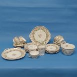 A Bavarian porcelain Iris pattern part Tea Service, to include seven Tea Cups, seven Saucers,