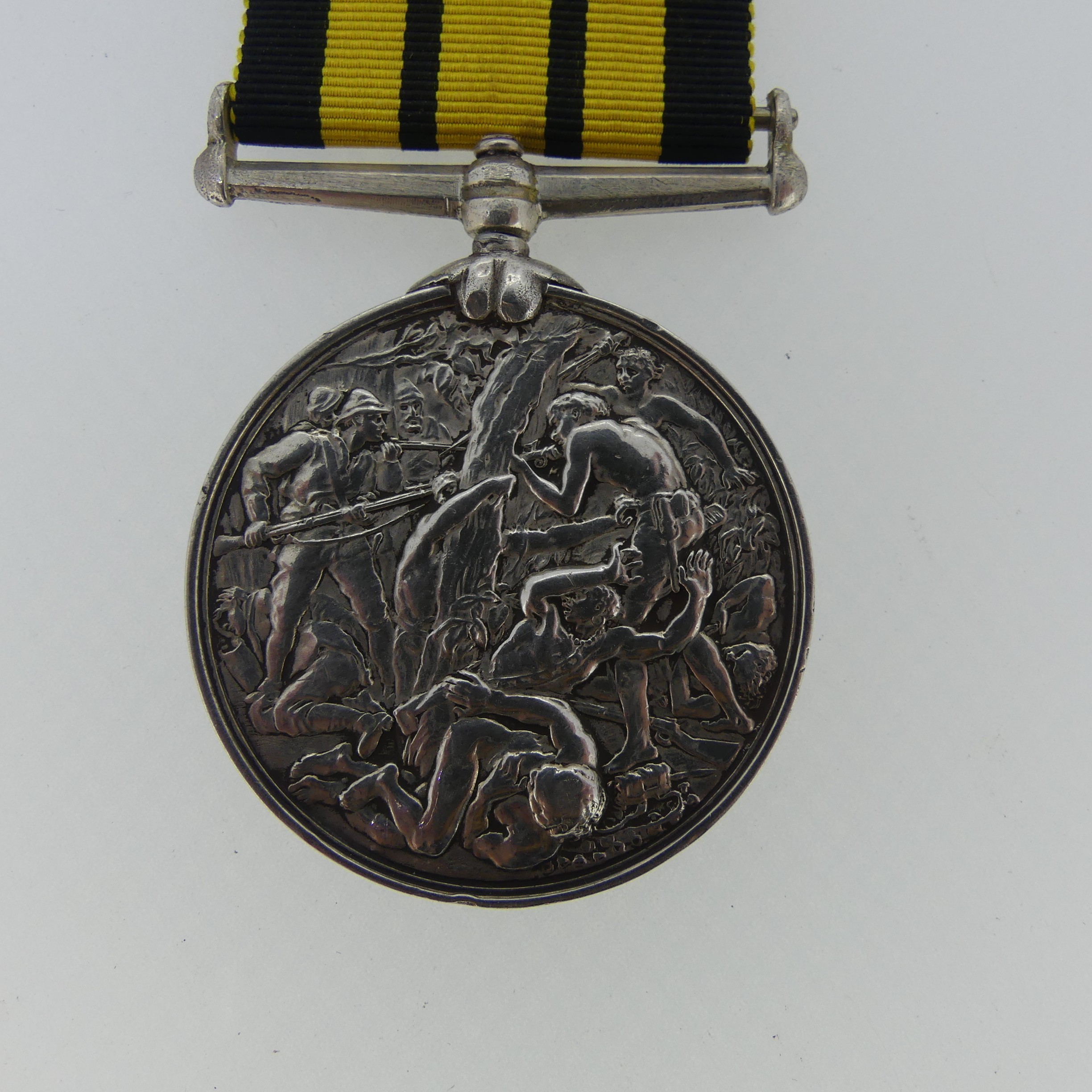 Ashantee Medal 1874; Barbet (Barber?) 1st W.I Regiment, Note; Attempted erasure of naming but most - Image 3 of 6