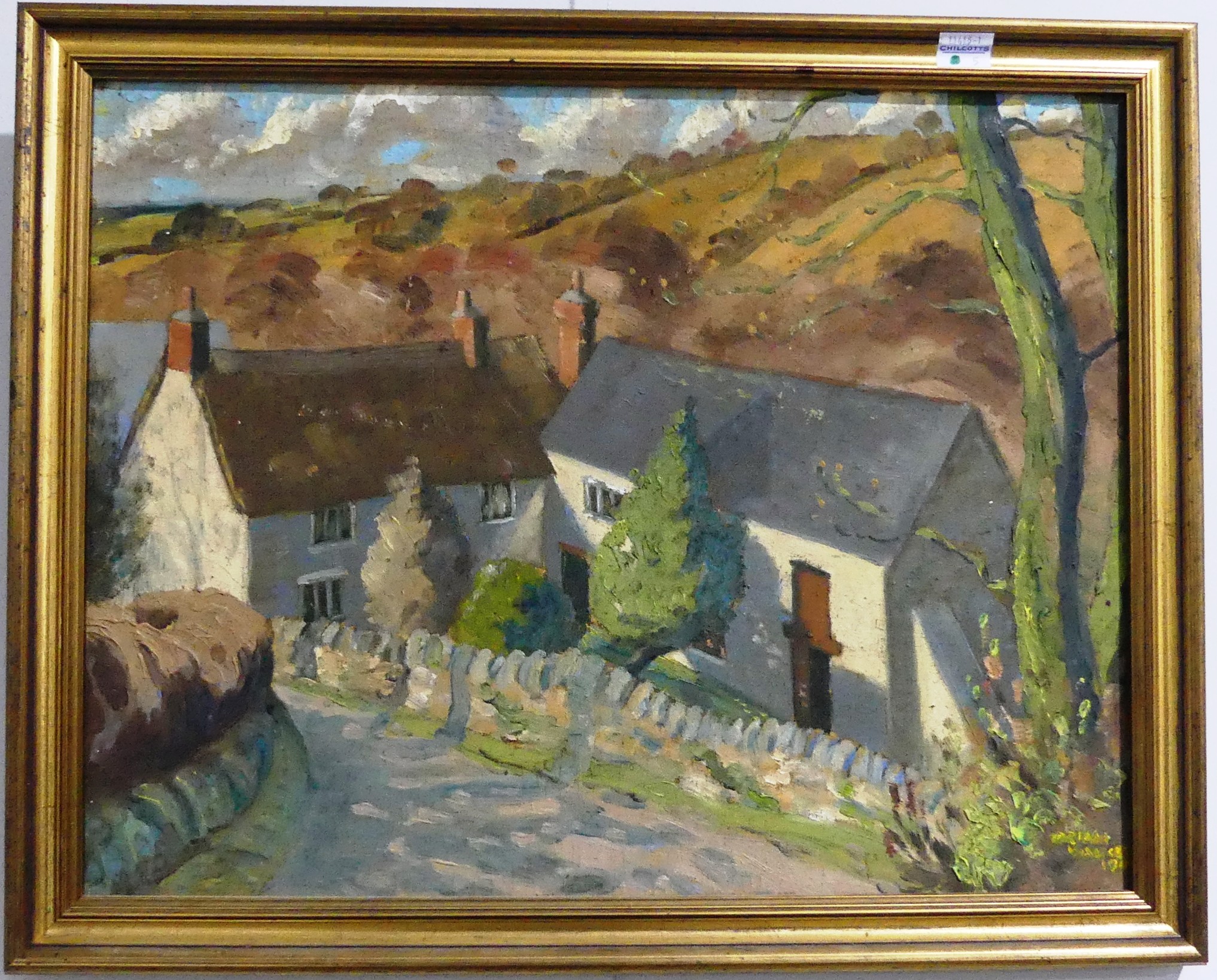 Brian Walker (British, 1926-2020), Dunkeswell, oil on board, signed, dated 1947, 35.5cm x 45.75cm,