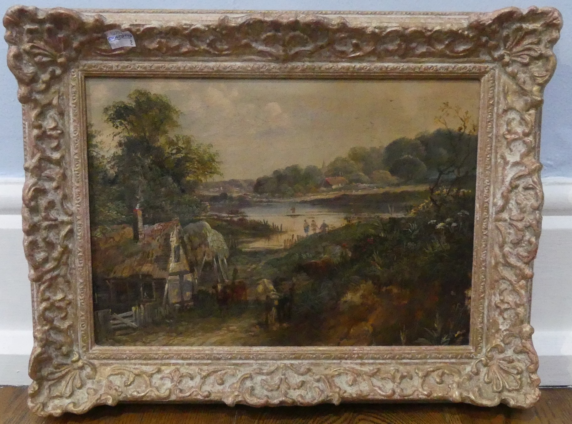 After Patrick Nasmyth (1787-1831), River landscape with cattle and cottages, oil on canvas, bears