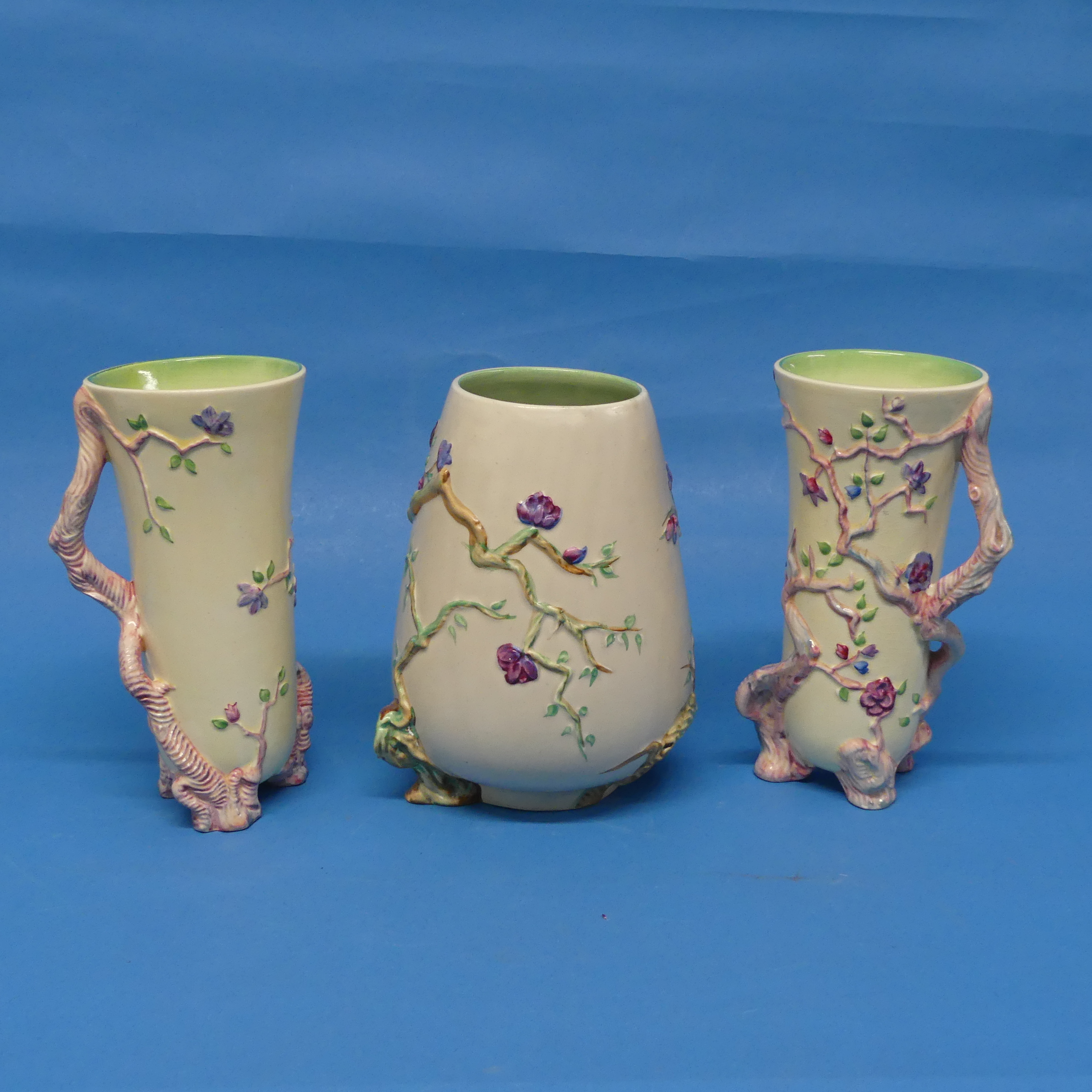 A pair of Clarice Cliff 'Indian Tree' pattern Vases, one with chip to foot, marks for Newport, - Image 2 of 5