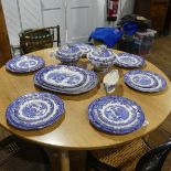 An extensive Masons 'Turner Willow' pattern Dinner Service, blue and white transfer with over