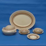 A retro Susie Cooper part Dinner Service, to include Meat Platter, Tureen, etc, in beige and brown