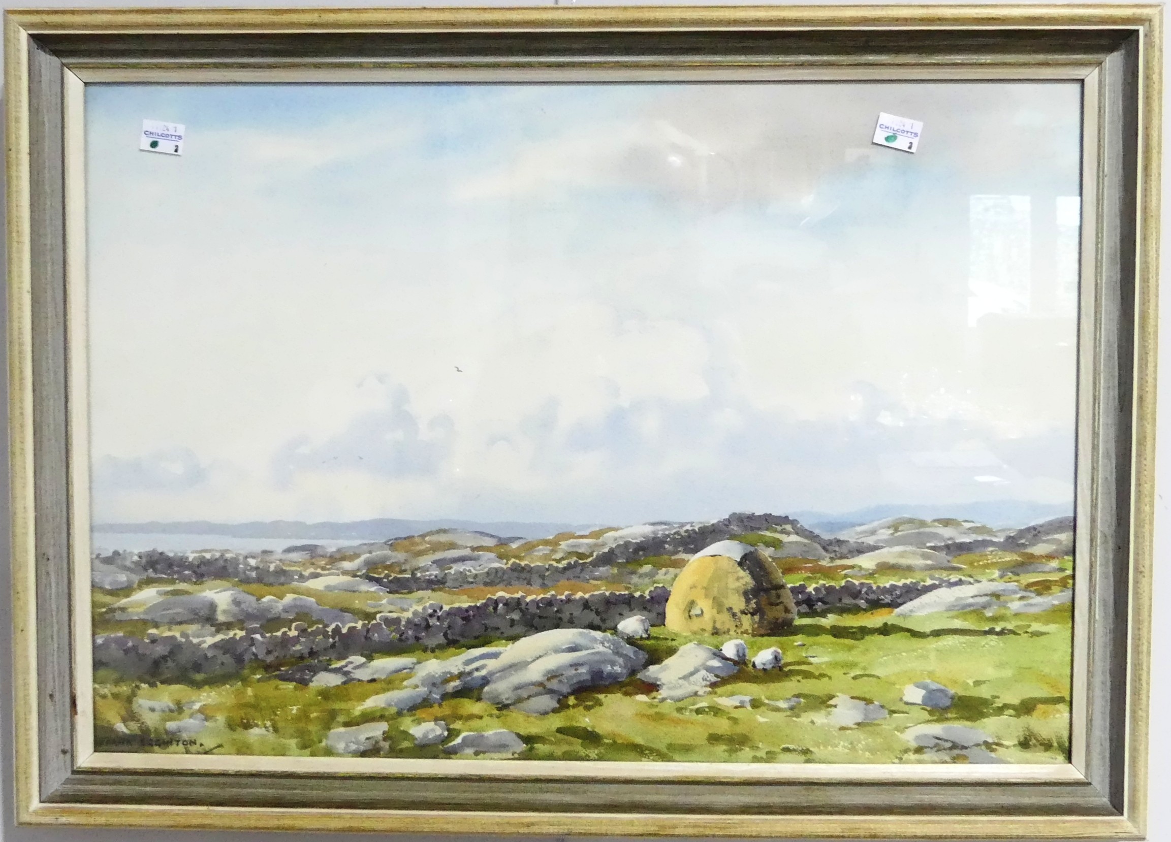 Frank Eggington (British, 1908-1990) Rocky landscape with dry stone walls, possibly Ireland,