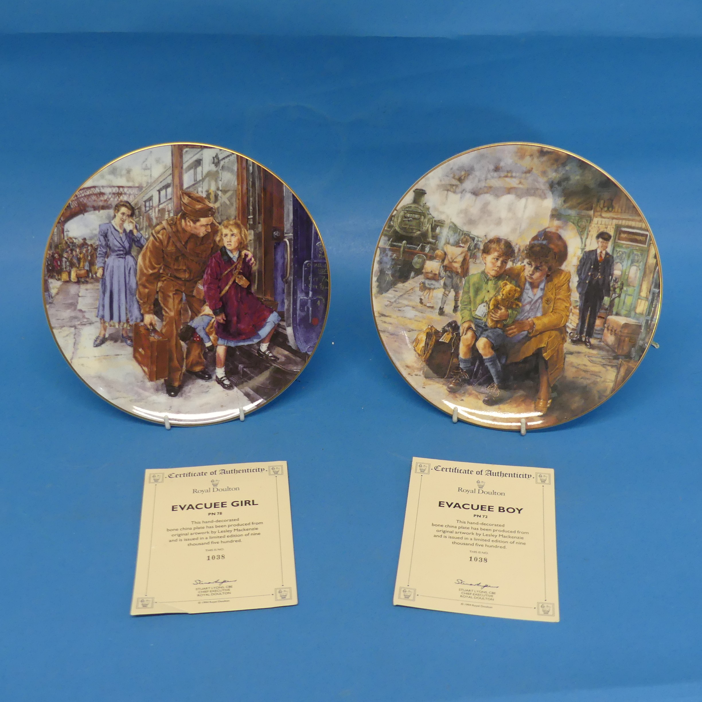 A Royal Doulton 'The Girl Evacuee' seriesware Plate, together with 'The Boy Evacuee' Plate, both