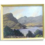 Sean O'Connor (1909-1992), Irish mountainous river landscape, oil on board, signed, inscribed