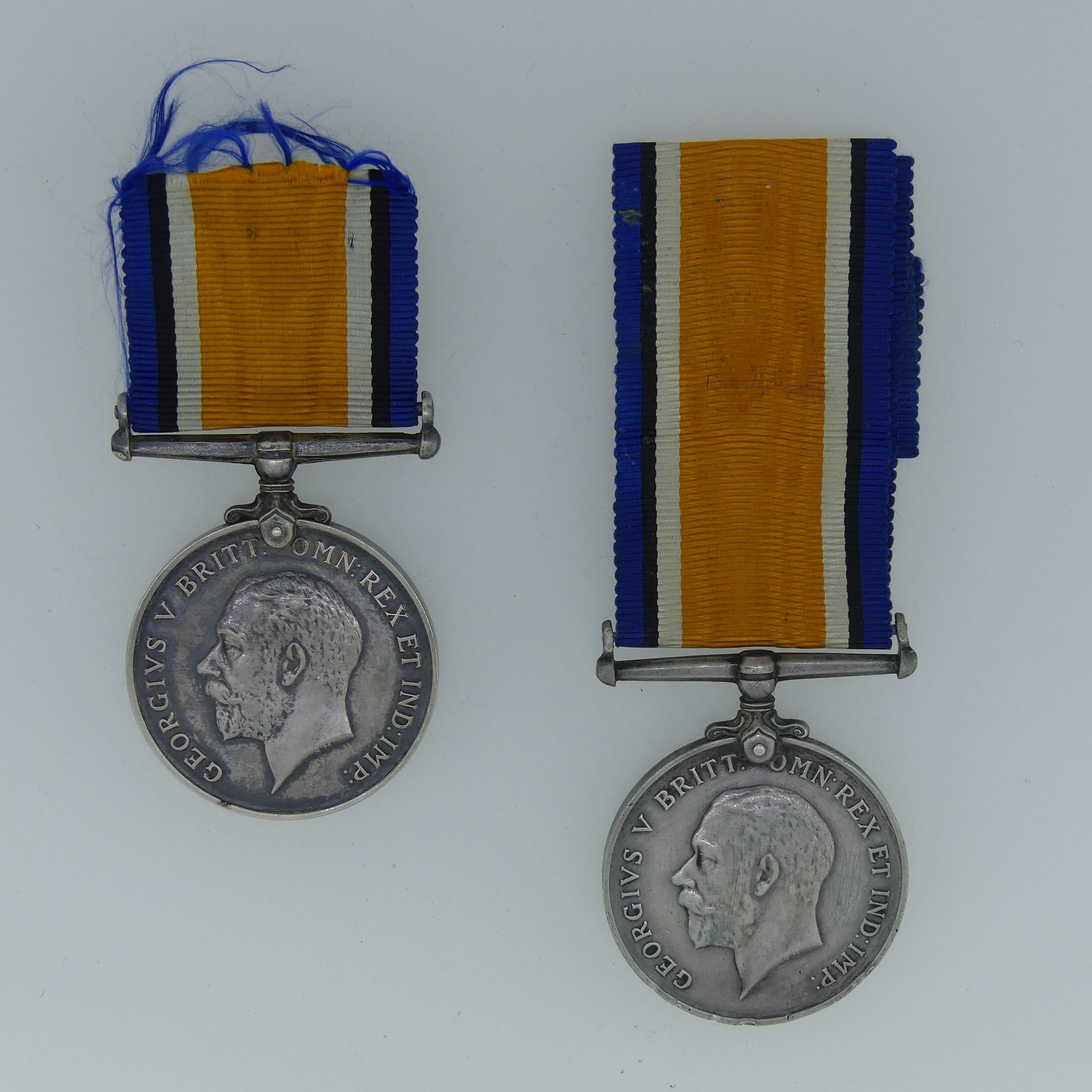 British War Medals (2) 25424 Pte. W. Gibbons Scottish Rifles and 20863 Pte. R. M. Bell Scottish