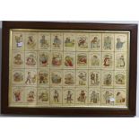 An attractive display of vintage Happy Families cards, framed and glazed, H 50cm x W 71cm,