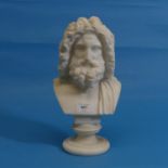 An early 20thC Grand Tour souvenir white marble bust of Jupiter of Otricoli, raised on a circular