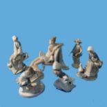 A small quantity of Lladro, to include a school girl at Desk, Feeding the Ducks and four others (6)