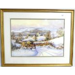 Clive Pryke (born 1948); Winter landscape, watercolour, 44cm x 63cm, framed, together with another