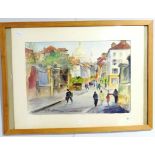 20th century School, a Parisian street scene, watercolour, signed, dated 1963, 35cm x 50cm,