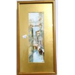 Early 20th century school, Venice, a pair, watercolour, 27cm x 8.5cm, framed, together with six