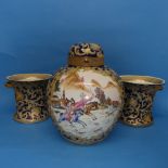 A large Republican period Ginger Jar,  the body decorated in blue ground with gilded flora,
