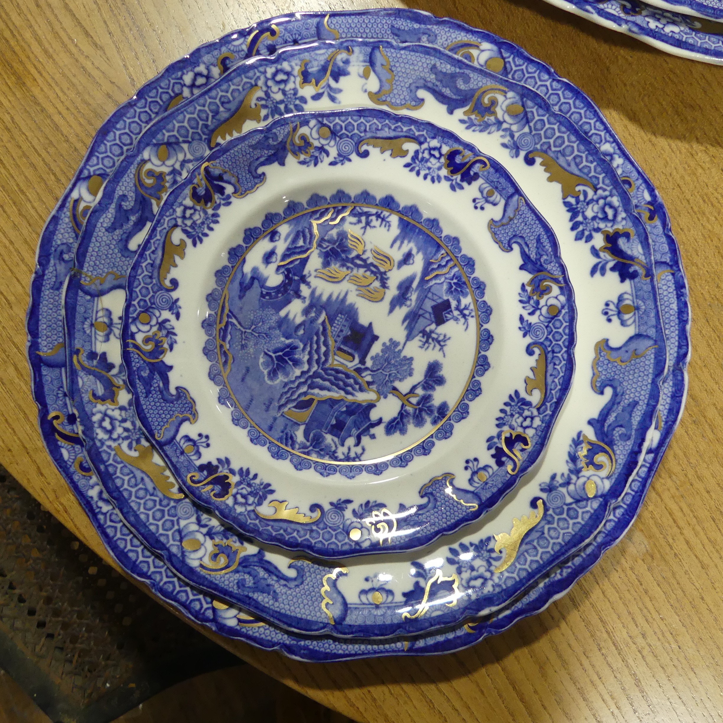 An extensive Masons 'Turner Willow' pattern Dinner Service, blue and white transfer with over - Image 2 of 3