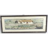 Jack Butler Yeats (Irish, 1871-1957), Mountain Farm, Cuala Press line block print, hand coloured,