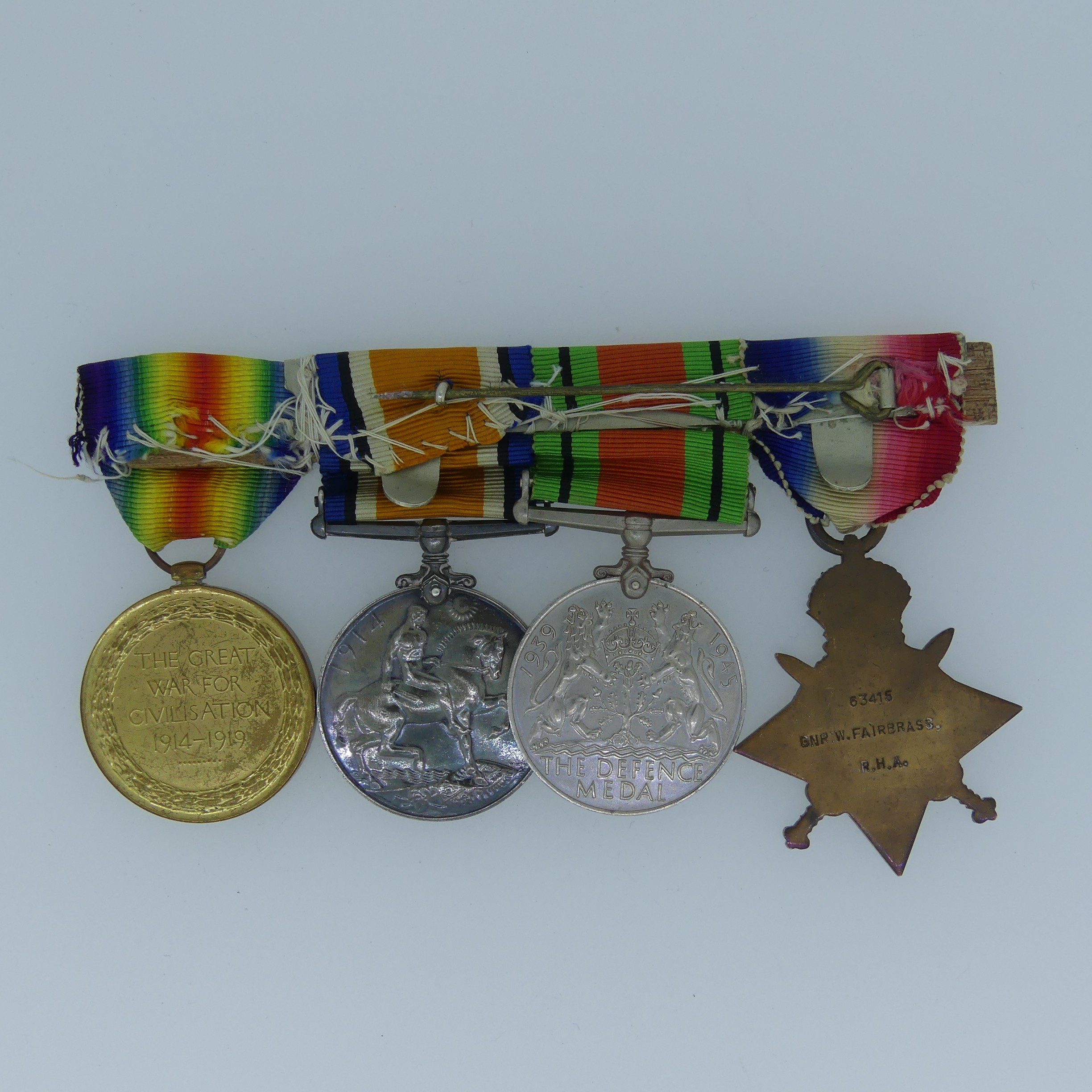 1914 Star Trio and Defence Medal, 63415 Gnr. W. Fairbrass R.H.A (on Star) 63415 Gnr W.H. Fairbrass - Image 2 of 4