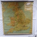 A vintage very large School Map of England and Wales, part of the ''Philips' Comparative Series of