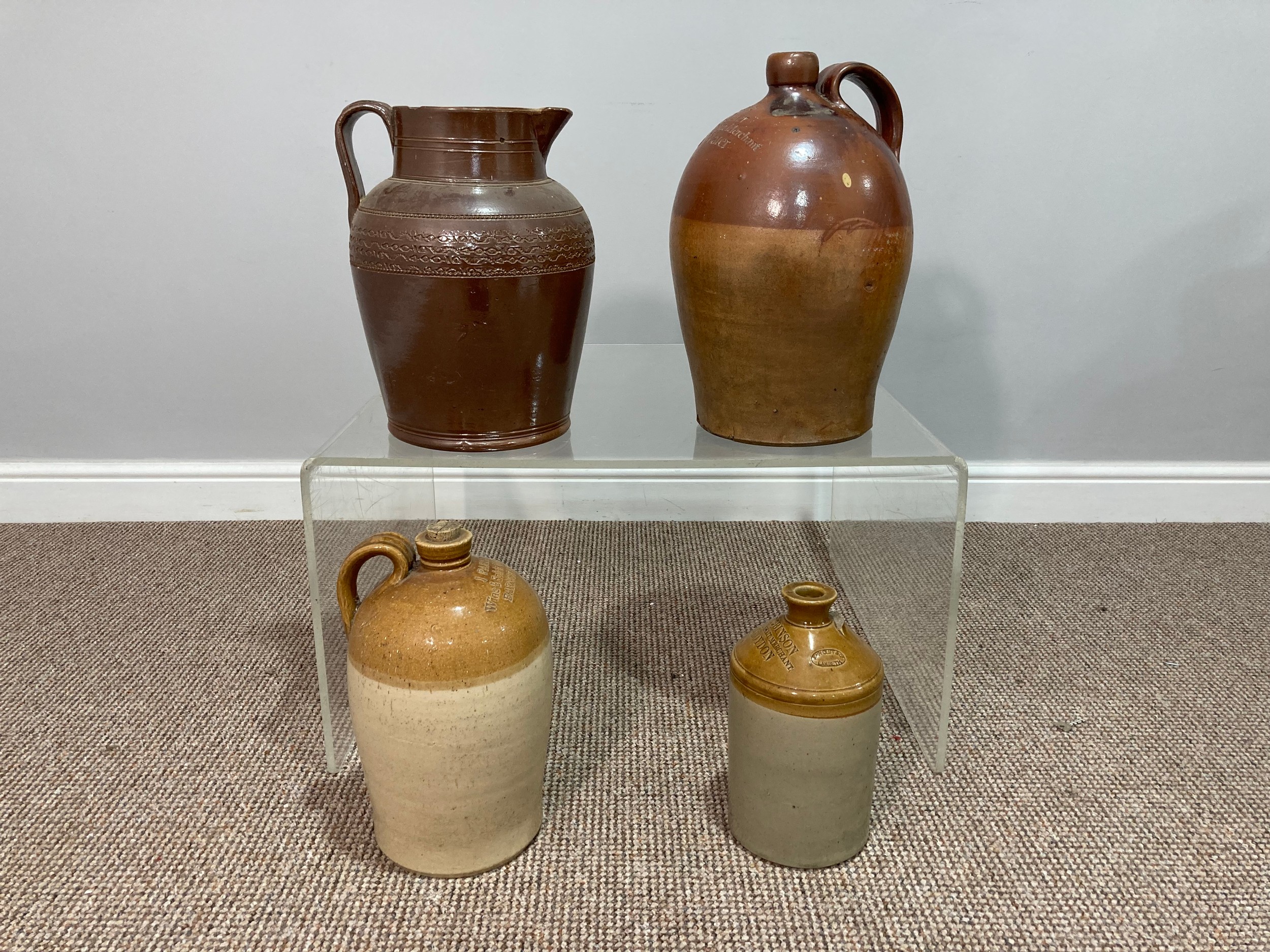 A Parks of Barnstaple stoneware Flagon, H 33cm, together with a flagon for J Quier of B Water, 40cm, - Image 3 of 4