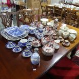 A quantity of Booths blue and white Tableware,  to include Tureens and Platters, Coffee Pot, Cans